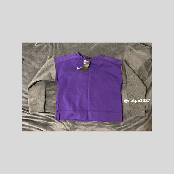 Women's Nike Purple/Charcoal Dolman Pullover Sweatshirt - Medium and Small - Picture 2 of 7